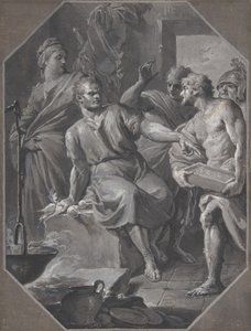 Manius Curius Dentatus kieltäytyy samnilaisten lähettiläiden lahjoista, 1732-92.