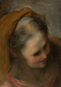 Vanhan naisen pää, joka katsoo alaoikealle tekijältä Federico Barocci