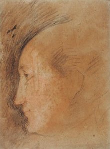 Naisen pää profiilissa vasemmalla tekijältä Federico Barocci