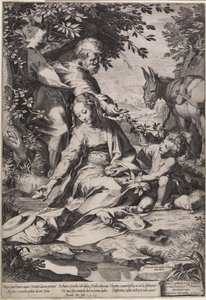 The Rest on Return from Egypt, kaiverrus Cornelis Cort, 1575