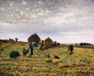 Harvest, maalaus Federico Rossano (1835-1912), öljy kankaalle, 65x80 cm