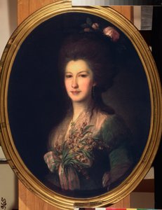 Muotokuva kreivitär Elisabeth Santista. Fjodor (Fjodor tai Fiodor) Stepanovitš Rokotovin (1735-1808) maalaus öljy kankaalle tekijältä Fedor Stepanovich Rokotov