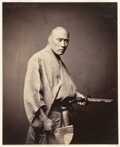 Samurai, Yokohama (1864-65) (albumin hopeaprintti) tekijältä Felice (1825 c.1908) Beato
