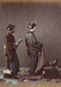 Obin tai vyön pukeminen, 1868. tekijältä Felice Beato