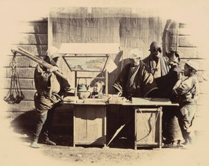 Street Refreshment Stalls, c. 1865. tekijältä Felice Beato