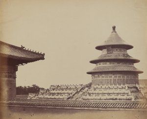 Taivaan temppeli paikasta, jossa papit poltetaan, Kiinan kaupungissa... lokakuussa 1860. tekijältä Felice Beato