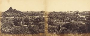 Näkymä keisarillisesta talvipalatsista Pekinissä, jossa näkyy keinokukkula, 29. lokakuuta 1860, 1860. tekijältä Felice Beato