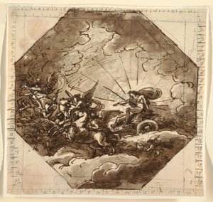 Apollo vaunuissaan Auroran kanssa, Ottogonale-huone, Palazzo Milzetti, Faenza tekijältä Felice Giani