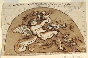 Syksy, Lunette kahdeksankulmaisen huoneen kattoon, Palazzo Milzetti, Faenza tekijältä Felice Giani