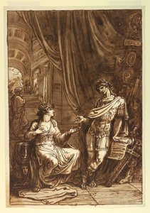 Cleopatra rukoilee Caesaria tekijältä Felice Giani