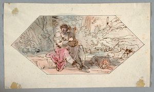 Piirros, Apollo vartioi kuningas Admetuksen karjaa, 1780-1800. tekijältä Felice Giani