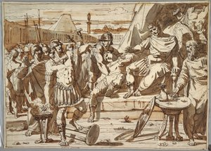 Piirustus, Caius Mucius Scaevola ja Porsena, 1800-1820. tekijältä Felice Giani