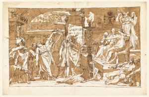 Piirros, Haades; Persefone manalassa (uhri Proserpiinalle), n. 1820. tekijältä Felice Giani