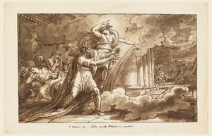 Piirros, Iris rohkaisee Priamosta anomaan Hektorin ruumista Akillekselta, 1810-20 tekijältä Felice Giani