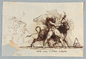 Hercules tekee sarven Bull Achelousista tekijältä Felice Giani