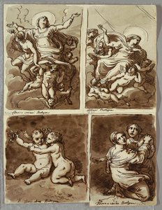 Lunette Pyhän Pietarin kanssa ja Pyhä Paavali Pyhän Matteuksen ja Profeetta Jesajan kanssa, Tutkimus Sebastiano del Piombon mukaan tekijältä Felice Giani