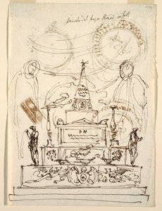 Catafalque-projekti paavi Pius VI:n hautajaisiin Forlissa tekijältä Felice Giani