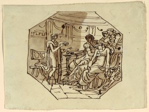 Vergilius lukee Marcelluksen muistopuhetta Lucretialle ja Augustukselle, Palazzo Cavina, Faenza tekijältä Felice Giani