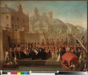 H.S.:n vierailu Genovan vapaasatamassa Paavi Pius VII, n. 1818 (öljy kankaalle)