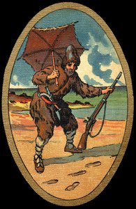 Robinson Crusoe: Felician MYRBACH MYRBACH RHEINFELD (1853-1940) kuvitus Daniel Defoen kirjalle (De foe) Robinson Crusoe. Ei päivämäärää. Noin 1934
