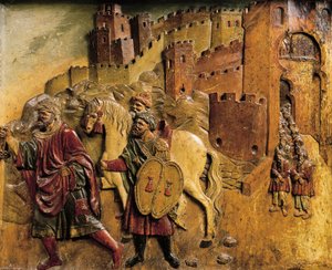 Boabdil viimeinen muslimien kuningas, joka lähti Granadasta vuonna 1492 luovutettuaan kaupungin avaimet tekijältä Felipe Bigarny or Vigarny