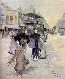 Grands bulevardit Pariisissa huhtikuussa. Felix Fourneryn (1865-1938) akvarellin mukaan 1893 tekijältä Felix (after) Fournery