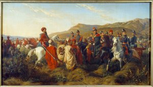 Algerian valloitus (1830-1847): Episodi Algerian kampanjasta vuonna 1840 - Orleansin herttua Ferdinand Philippe (Ferdinand-Philippe) (1810-1842), kuningas Louis Philippen (Louis-Philippe) poika, 1., myöntää vapauden kaksi arabivankia lähellä Bl
