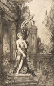 Mies, joka juoksee onnen perässä ja se, joka odottaa sitä sängyssään, 1886. tekijältä Felix Bracquemond