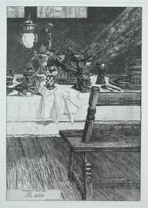 Pöytä, H. Leysin mukaan, 1868. tekijältä Felix Bracquemond