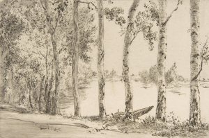 Aspens Seinen rannalla, n. 1884. tekijältä Felix Bracquemond