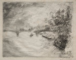 Näkymä Saint-Pèresin sillalle, 1877. tekijältä Felix Bracquemond