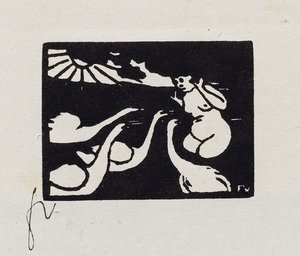 Kylpejä joutsenten kanssa, X elokuvasta "Les Petites Baigneuses", 1893 tekijältä Felix Edouard Vallotton