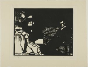 Valmistautuminen vierailuun, lautanen kahdeksan Intimaciesista tekijältä Felix Edouard Vallotton