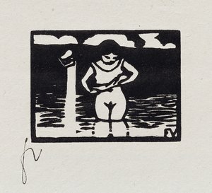 Tyttö riisumassa paitaansa, VI elokuvasta "Les Petites Baigneuses", 1893 tekijältä Felix Edouard Vallotton