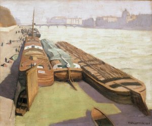 Les chalands, bords de Seine tekijältä Felix Edouard Vallotton