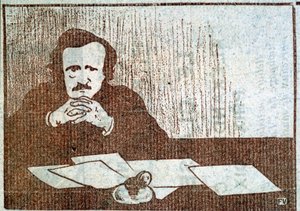 Edgar Allan Poen muotokuva - kaiverrus Félix Vallotton, noin 1900 tekijältä Felix Edouard Vallotton