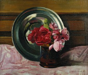 Asetelma ruusujen kanssa; Nature Morte aux Roses, 1920 tekijältä Felix Edouard Vallotton