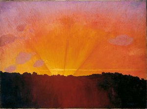 Auringonlasku, oranssi taivas, 1910. tekijältä Felix Edouard Vallotton