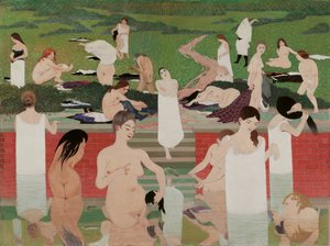 Kylpylä: kesäilta Kylpylä kesäillassa, 1892-1893 tekijältä Felix Edouard Vallotton