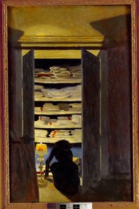 Nainen etsii kaapista. Felix Vallottonin (1865-1925) maalaus Ec. Seuraa., 1900-luku. Yksityinen kokoelma. tekijältä Felix Edouard Vallotton