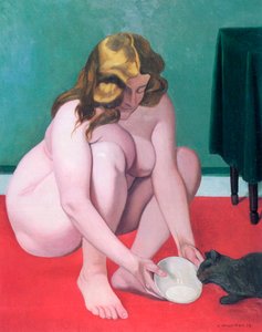 Nainen kissalla, 1919. tekijältä Felix Edouard Vallotton