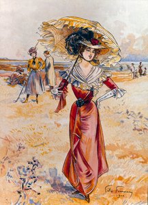 Elegantti rannalla. Felix Fourneryn (1865-1938) maalaus