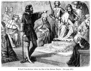 Kuningas Richard I 1157-1199 ennen Saksan valtakunnan valtiopäiviä, 1800-luku.