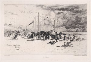 Myrsky Trouvillessa, 1874. tekijältä Felix Hilaire Buhot