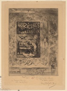 Etukappale elokuvalle "Zigzags of a Curious, Octave Uzanne" tekijältä Felix Hilaire Buhot