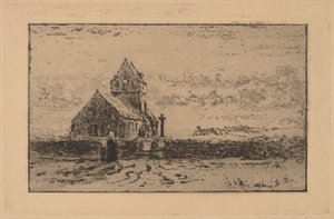 Jobourgin kirkko, 1887. tekijältä Felix Hilaire Buhot