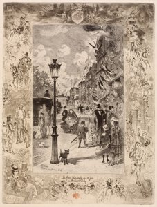Kansallisjuhla Boulevard Clichyllä Kansallisjuhla Boulevard de Clichyllä, 1878. tekijältä Felix Hilaire Buhot