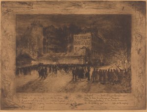 La Place des Martyrs et La Taverne du Bagne (La Place des Martyrs and the Jailhouse Tavern) finès tekijältä Felix Hilaire Buhot