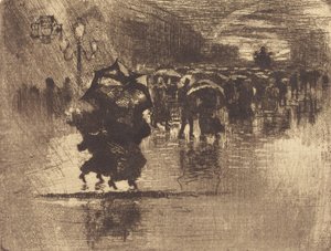 Le Petit Enterrement The Burial - Pieni lautanen, 1878. tekijältä Felix Hilaire Buhot