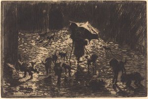 Les Noctambules The Night Prowlers, 18761877. tekijältä Felix Hilaire Buhot